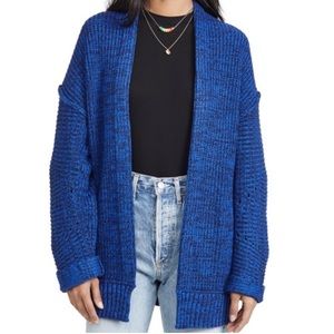 Free People Womens Blue/Black Knit Sweater Open Cardigan Sz. XS